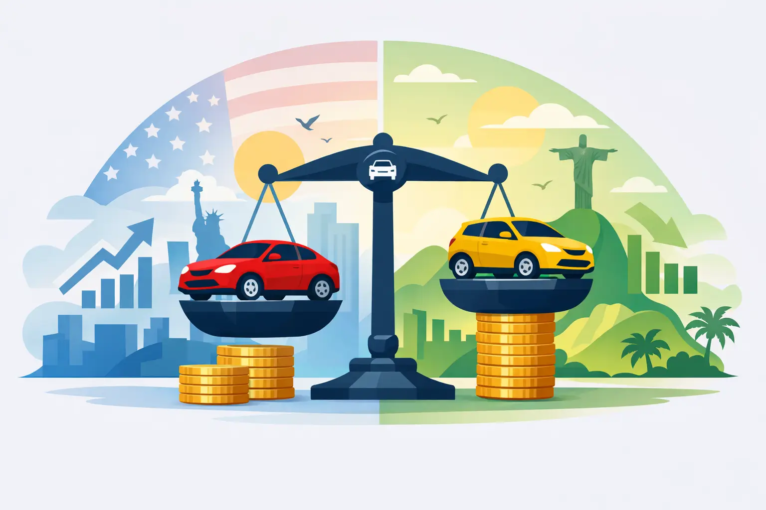 Comparação de custo dos carros EUA x Brasil
